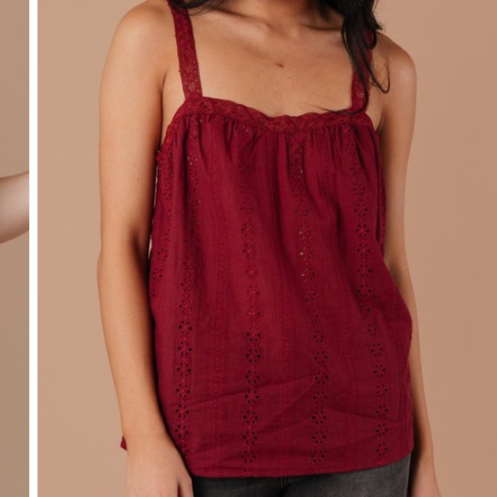 Eyelet You Know Camisole In Burgundy (Large)